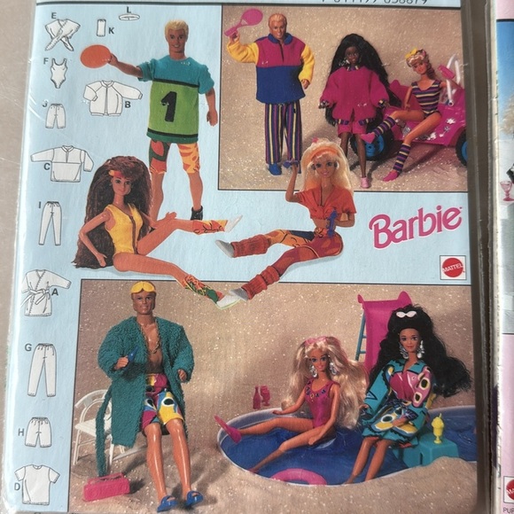 Burda 3886 3887  Barbie Ken Sewing Patterns Doll Clothes Party Swim Wedding NEW - Picture 11 of 12
